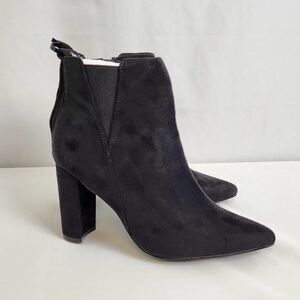 Women's Allegra K Black Suede Heeled Ankle Boots Size 9 NEW